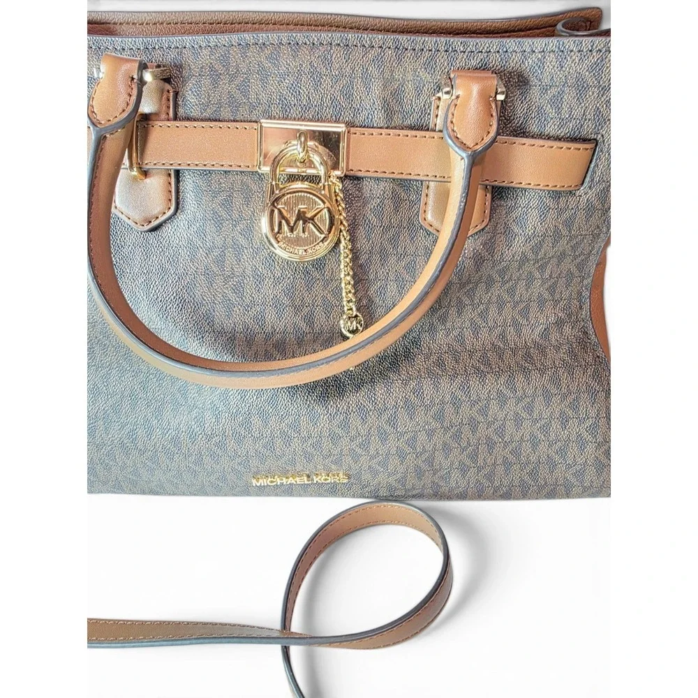 Michael Kors Hamilton Logo Satchel Bag Medium Brown